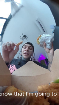 The Giant Allows the Tiny Human to Observe It Very Closely While It Eats.