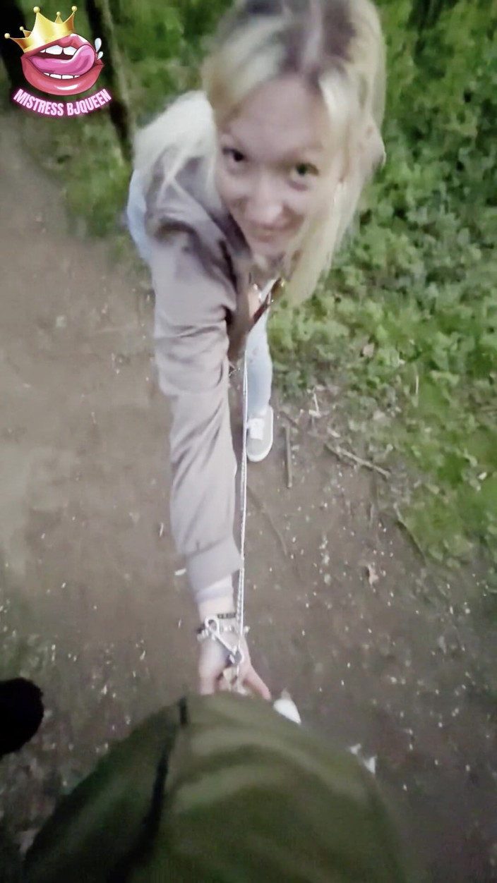 Mistress_BJQueen: Humiliating Chastity Walk on a Leash Attached to His Locked...