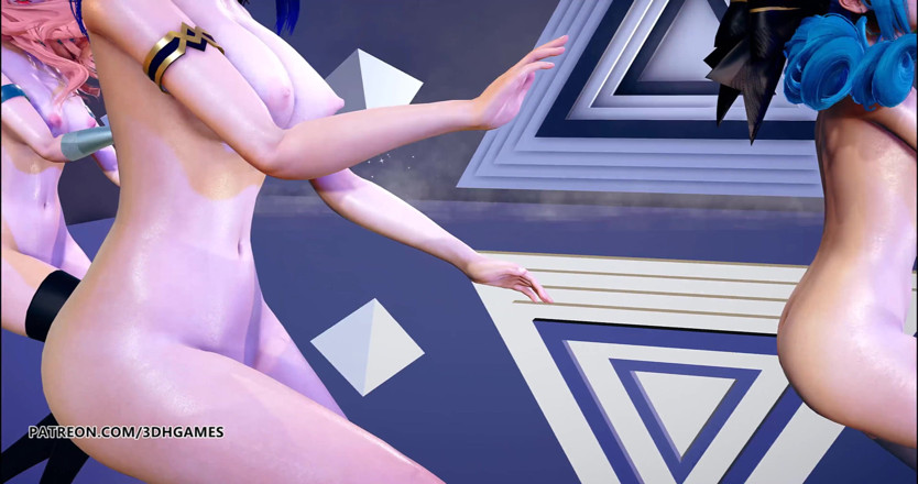 3D-Hentai Games: Rumor Seraphine Gwen Caitlyn sexy baile desnudo