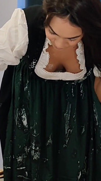 Austrian Woman in Dirndl Getting Dirty