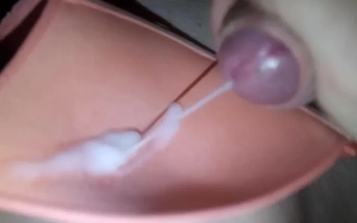 Leatransteen: Leatransteen cum in an Orange bra