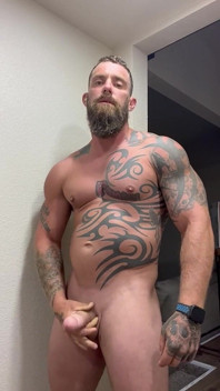 Tattooed Viking Flexes While Stroking for You
