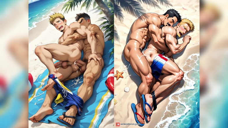 AI gay porn: Velký čůrák Hunk šuká s robertkem