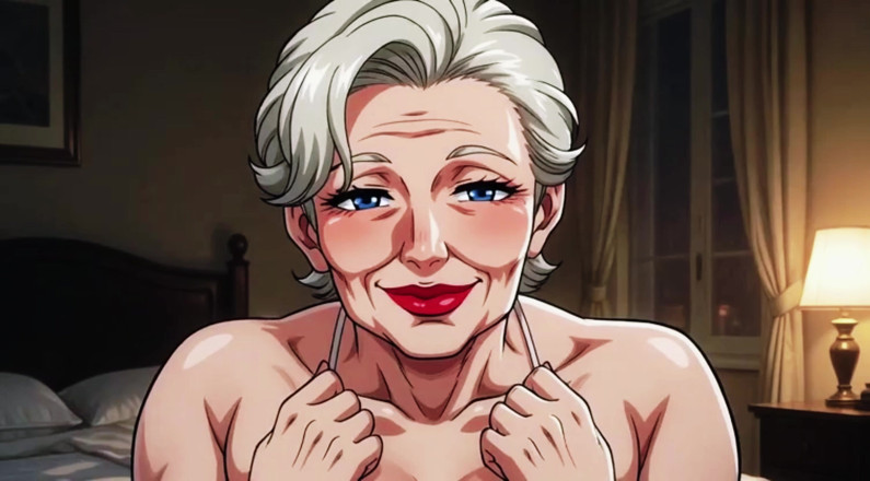 AI Porn: Ai mamie, décolleté profond, taquinage en gros plan