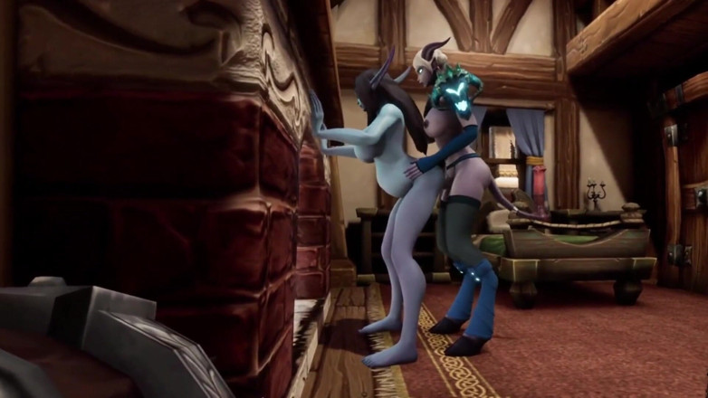 Wraith Futa: Shemale demon fuck pregnant elf in front of the fireplace