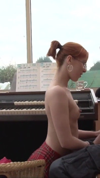 Sweet redhead small titted teen in sneakers in ass fuck after the piano class
