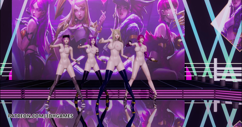 3D-Hentai Games: Giorno delle ragazze - Qualcosa spogliarello Ahri, Akali, Evelynn, Kaisa 3d danza...