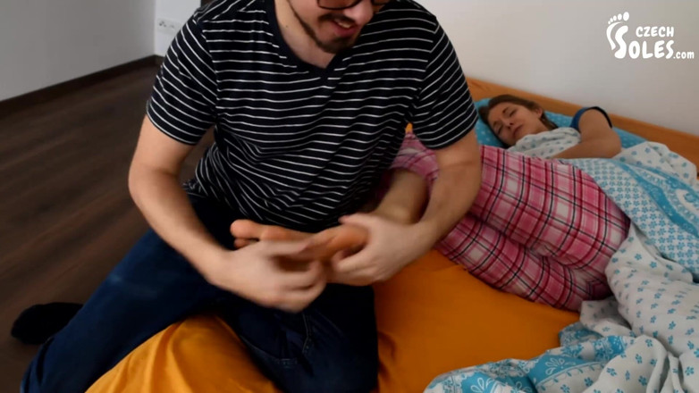 Czech Soles - foot fetish content: Tickling Eliška's big feet to wake her up