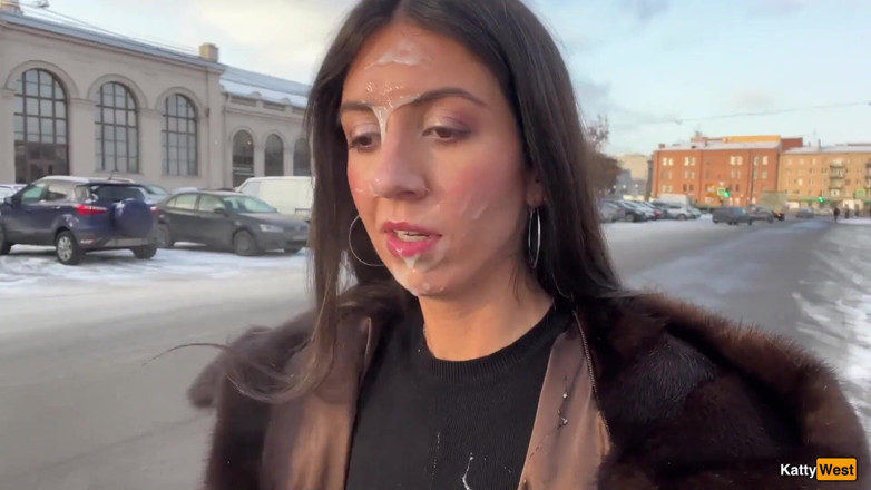 Katty West: Verrückter blowjob im auto und spermawalk