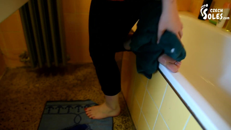 Czech Soles - foot fetish content: Young girl washing and brushing her bare feet