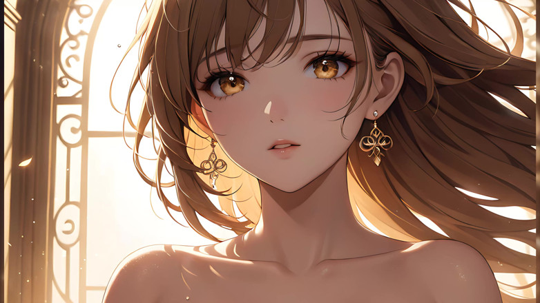 LustRender: Golden Breeze: krásná mladá žena ve snové záři