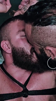 Muscle Hairy Sub Bondage & Piss. Bearded Master Uses a Kinky Pig