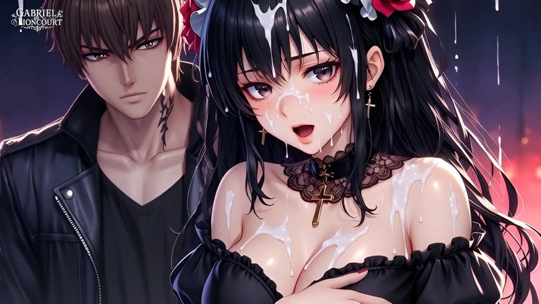 Gabriel de Lioncourt AI: Fanoušek goth girl šuká Rockstar v zákulisí - Hentai 1