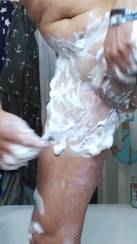 Standing Shaving in Bathroom and Cumshot