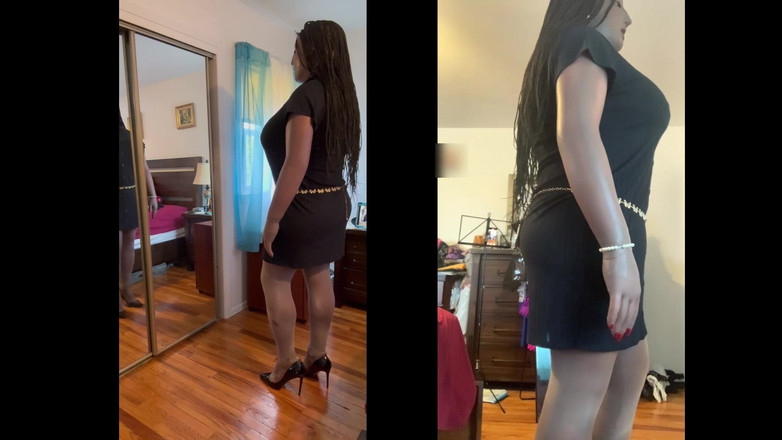 Deanna Doll: Černá holka Danae v panovačné obchodní šaty