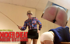 MistressBaton: Colegiala tramposa recibe una paliza