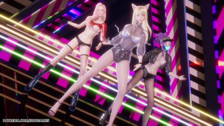 3D-Hentai Games: Mmd Babymonster - Batter up Ahri Evelynn Akali Sexy Striptease League...