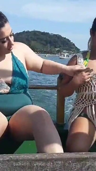 Exhibitionism on the Boat in Public with Paty Butt and Her Cousin Agatha Ludovino
