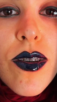 Gothic Dark Blue Lipstick and Glossy Lips
