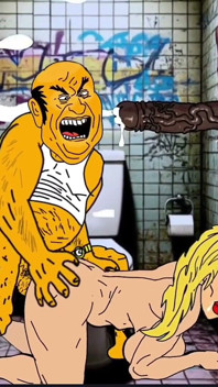 Esposa branca chupa pau preto grande no banheiro público sujo. Esposa boquete bbc glory hole
