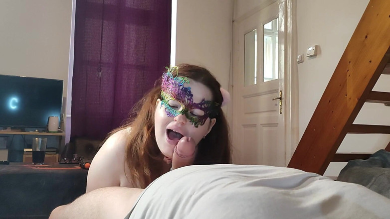 Bella Subslut: Licking &amp; sucking StepDaddy's cock and balls till he cums in...
