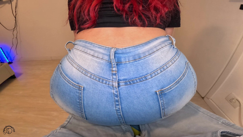 Your fantasy studio: Redhead Jeans Lap Farts POV - Rubbing on Your Dick