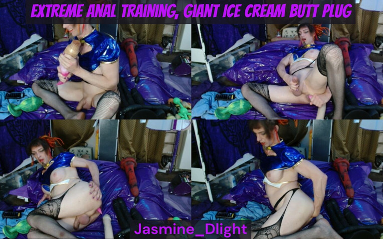 Jasmine_dlight - Extreme Anal Training in Blue Lingerie with Giant Ice Cream Plug (Jasmine Dlight - UK's most extreme anal porn star)