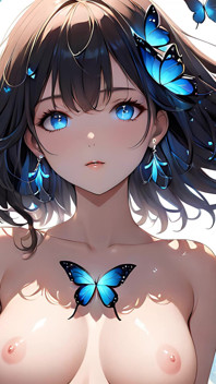 Butterfly Radiance een mooie jonge vrouw met gloeiende vleugels om haar heen