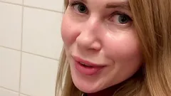Went into the airport bathroom with SugarNadya, stripped her and fucked her hard, cum all over her ass