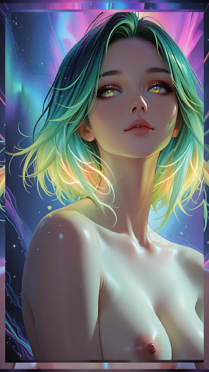 VelvetInk Studio: Cosmic Neon Beauty Portrait dengan mata berahi– fantasi impian ai...