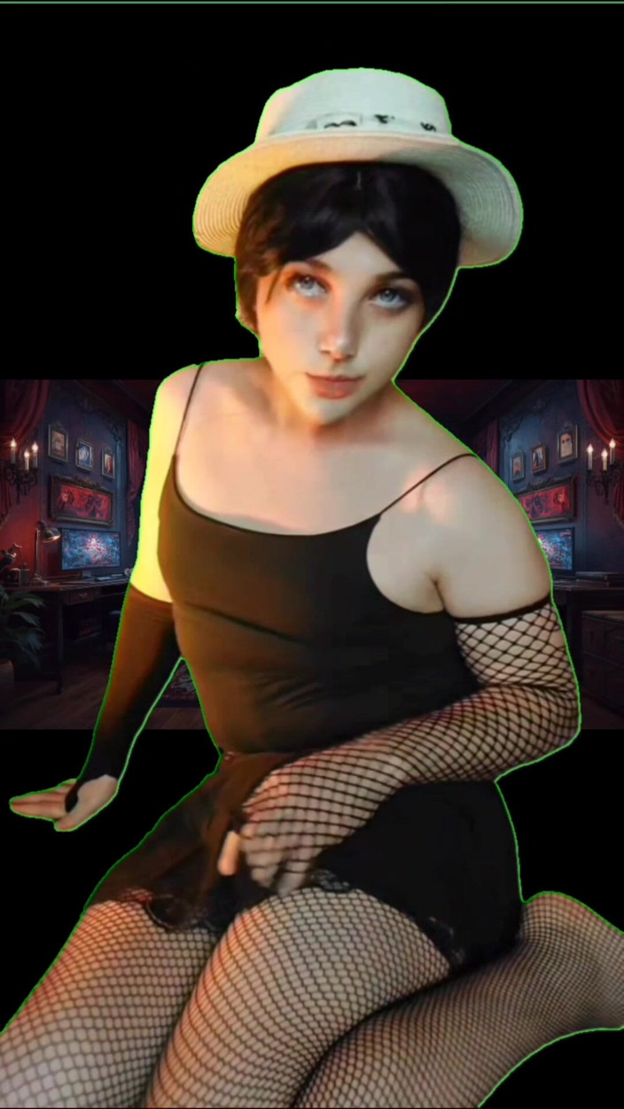 Kitty_Cross: 6 bunda em meia arrastão cyberpunk estilo jogo personagem Kitty...