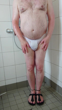 Pissing and Showering After a Walk in White Underpants