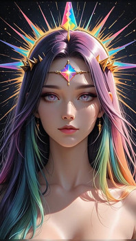 Syahwat bayang-bayang dengan pelangi Prism Spikes Fantasi Kosmik Ai Seni Tayangan Slaid