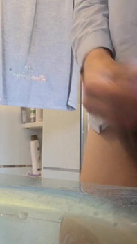 Quick Bathroom Sink Jerkoff with Huge Load of Cum