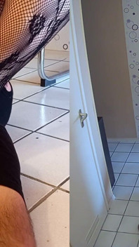 Worshiping the fishnets feet of a BBW