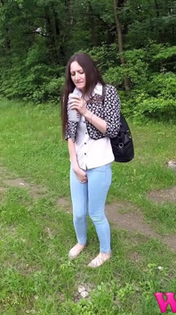 Skinny Girl Desperate to Pee and Afraid She Will Wet Her Jeans in the Forest