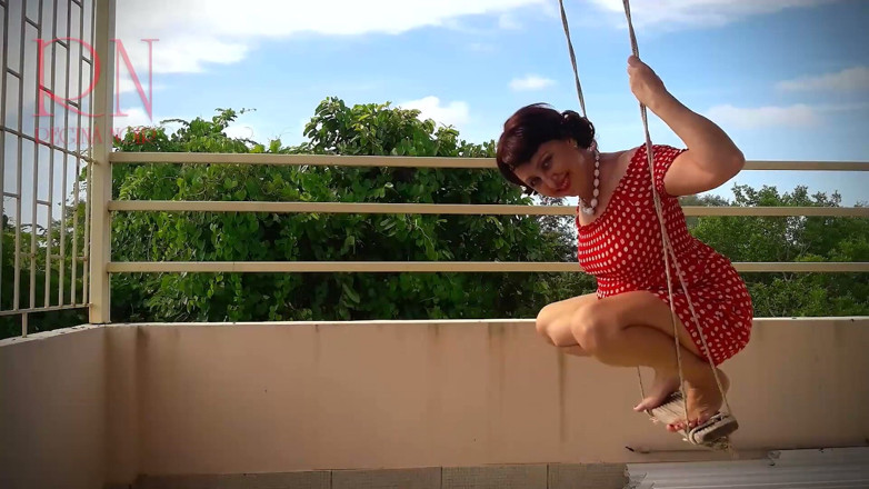 Regina Noir: Depraved Housewife Swinging Without Panties on a Swing Full