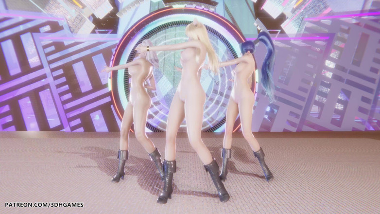 3D-Hentai Games: Kard - Gunshot Ahri, Kaisa &amp; Evelynn Sexy Striptease