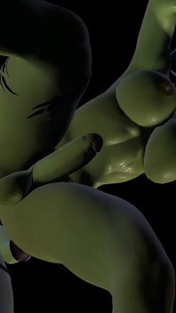 Threesome Standing Fuck with 3 Futanari Ork Dickgirls