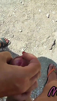 French MILF Blowjob Amateur on Nude Beach Public in Greece to Stranger with Cumshot - Misscreamy