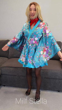 Blue Robe with Black Heels