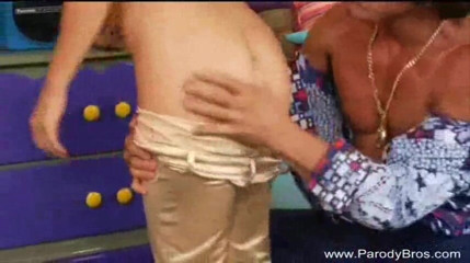 Parody Bros: Brunette milf with fake tits gets her pussy fucked before...