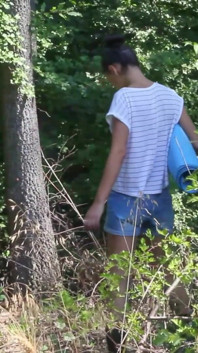 Sexy Teen Goes to Forest to Strip and Play with Herself
