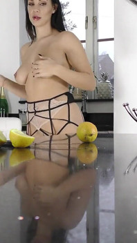Beautiful MILF Roxy Mendez Has a Nice Round Ass and Likes to Masturbate in the Kitchen