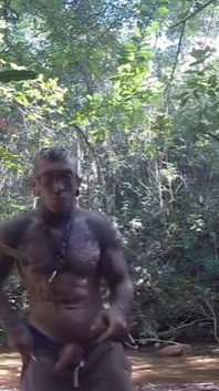 Handjob in the Waterfall Cumming with Soft Cock