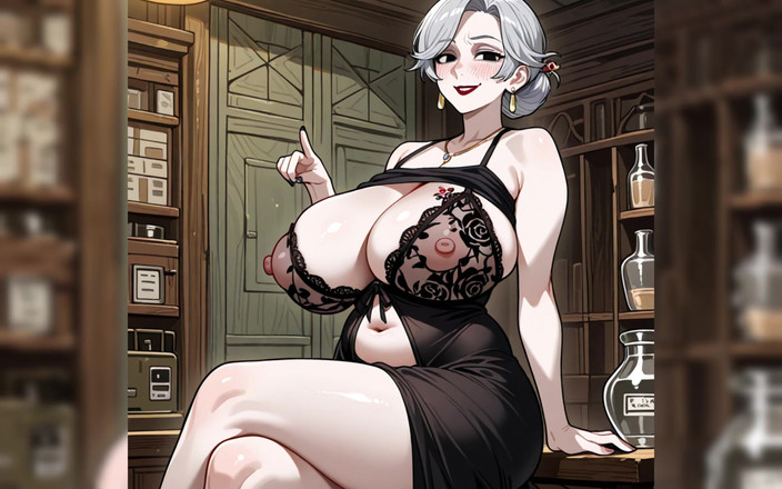 AI Porn: Siwe włosy Hentai Style MILF