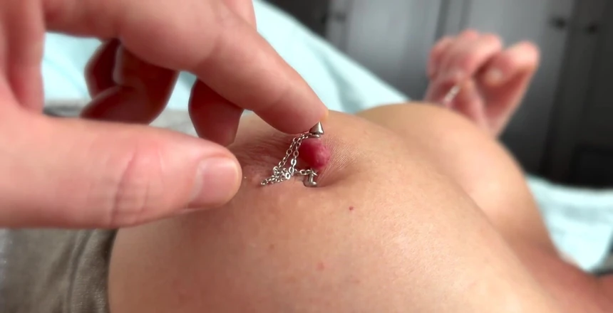 Aqua Pola: He plays with my pierced nipples