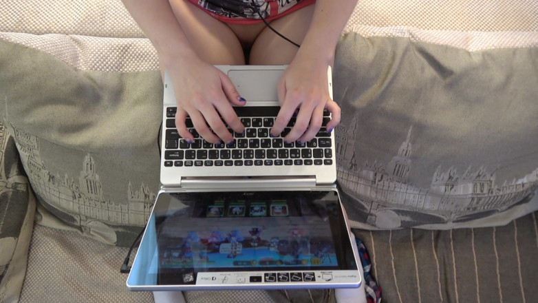 Peaches and Bananas: Redhead gamer girl