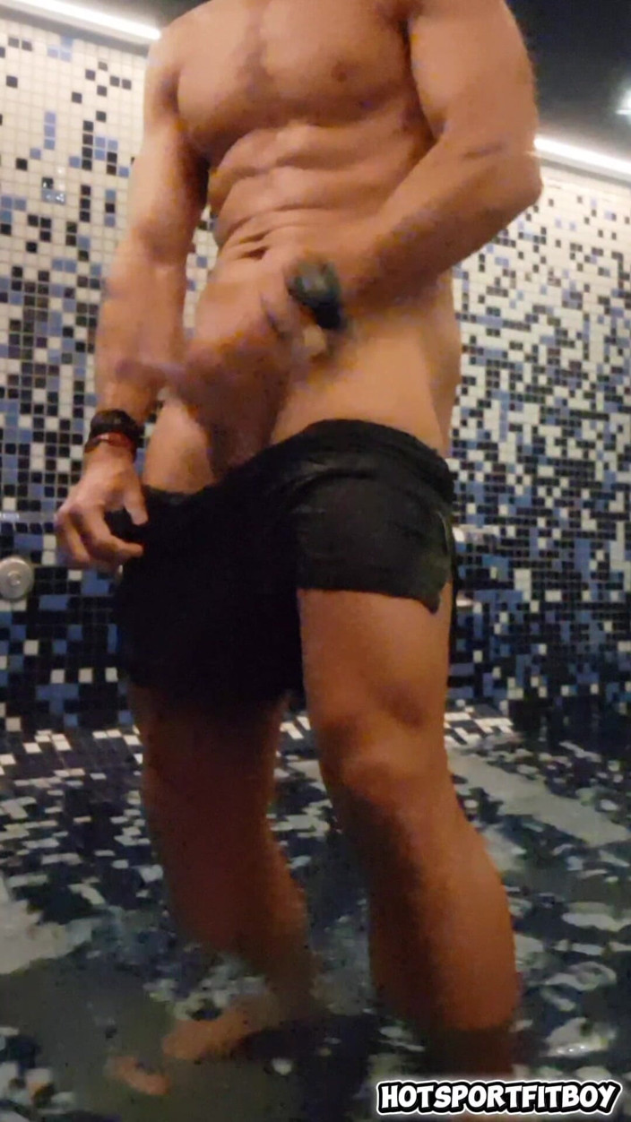 Hotsportfitboy: Risky Masturbation in Luxury Spa Sauna - Big Hard Cock Jerk...