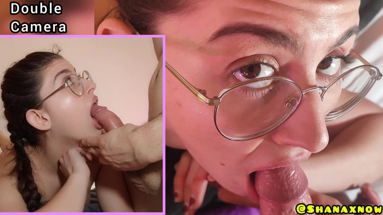 Shanaxnow: Split Screen BJ fode de quatro com porra na boca